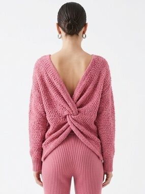 KORI AMERICA | Pink Popcorn Twist Detail Knit Sweater Women’s Size Medium